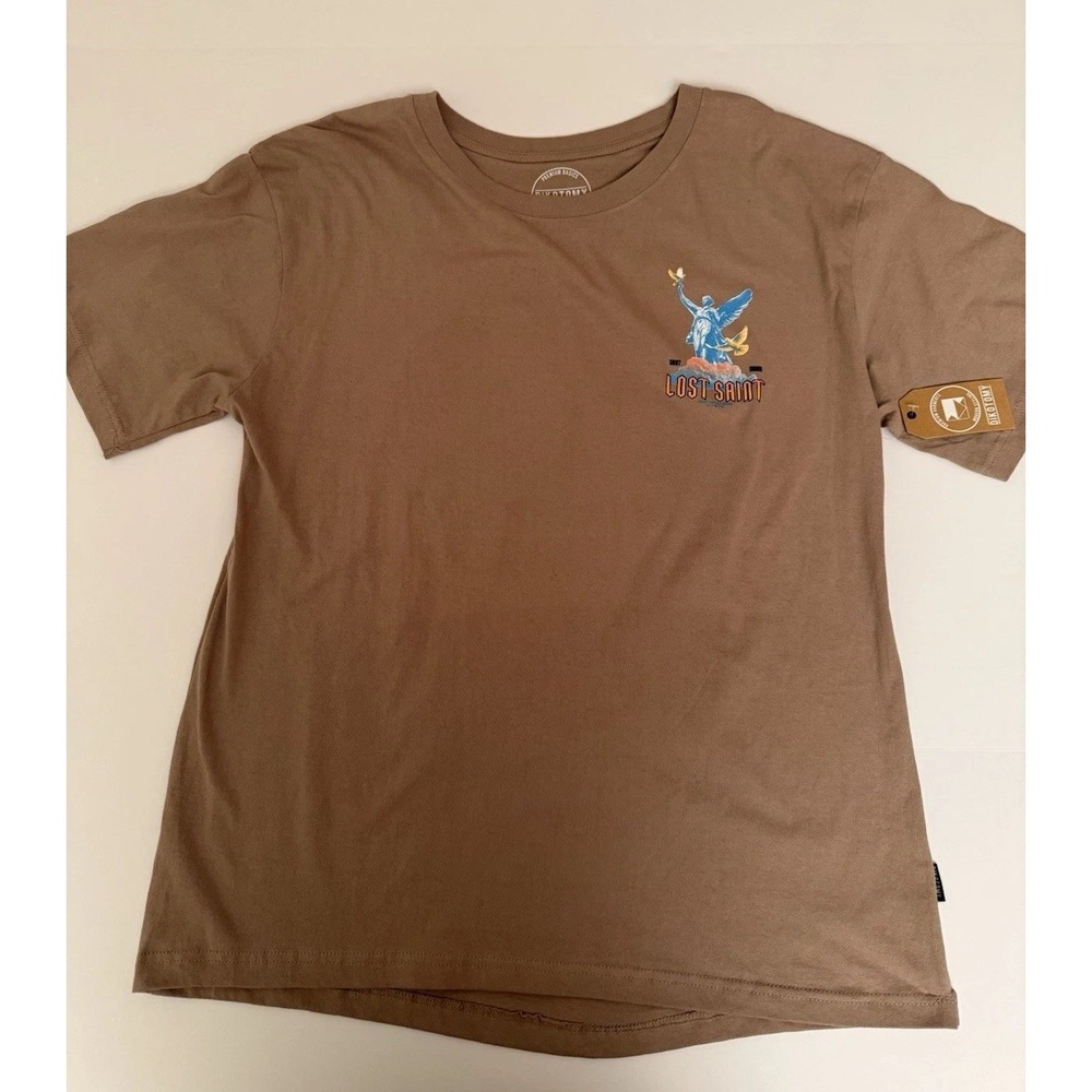 Dikotomy Lost Saint Graphic T-Shirt Large Brown Cotton NWT